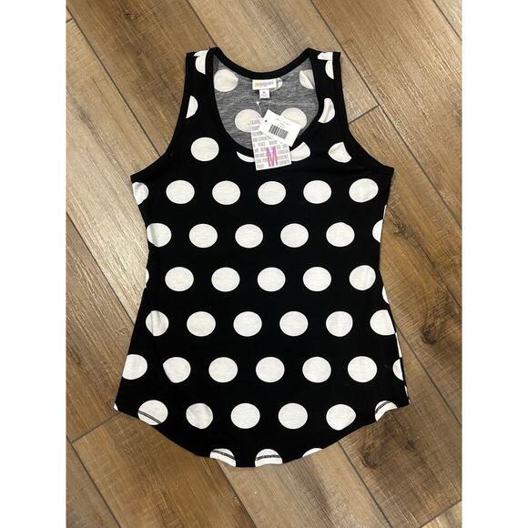 Lularoe Tank Top shirt Medium NEW black with white polka dots - Picture 1 of 1